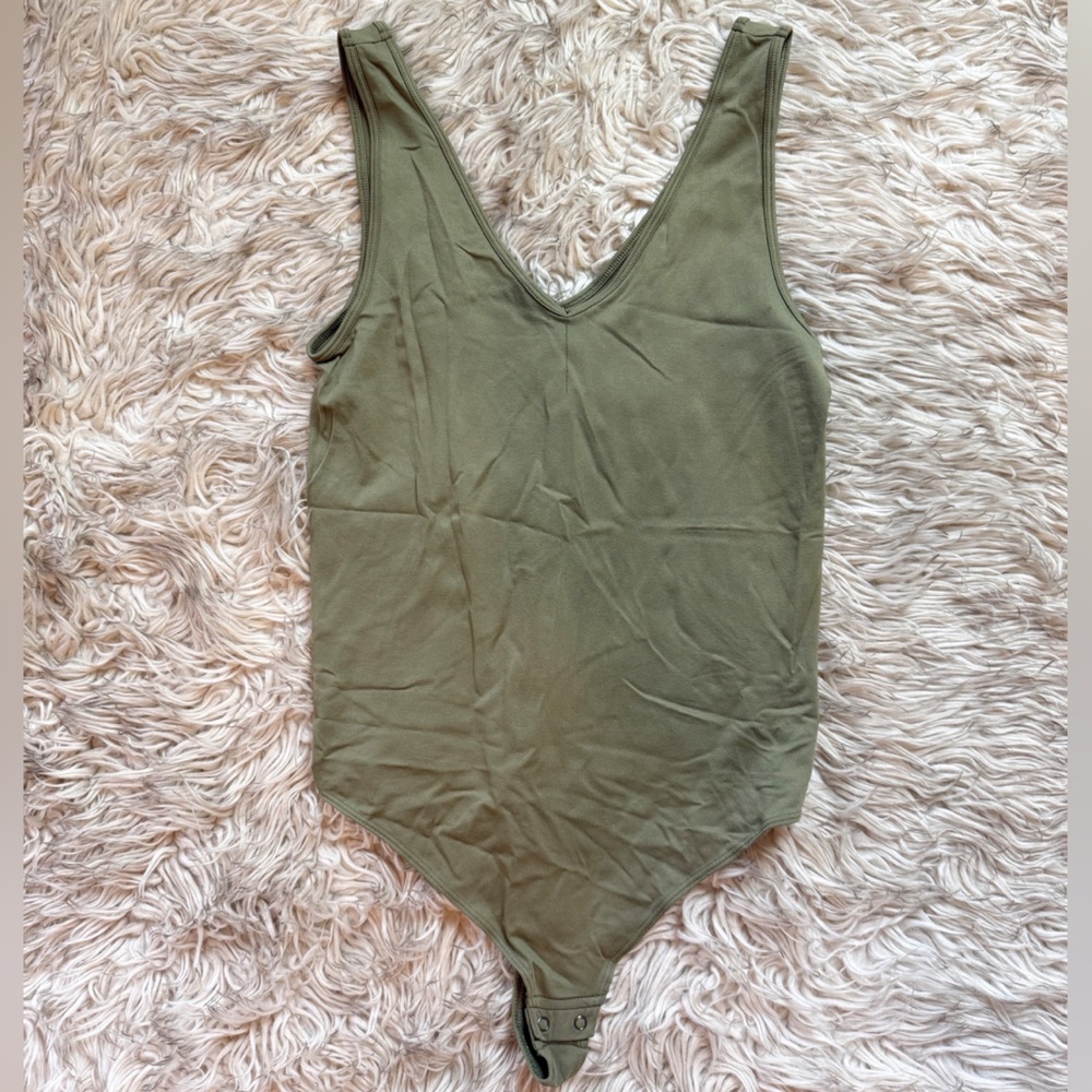 SO Olive Stretch V-Neck Bodysuit
